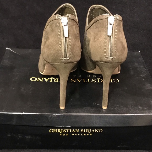 New Olive suede 4” peep toe booties size 12 - Picture 6 of 8